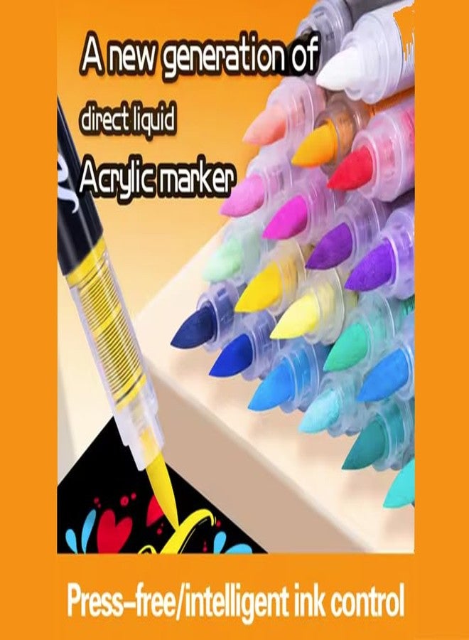 Bigwig Soft Tip Acrylic Paint Markers Pen - Opaque Multi-Surface Ink for Rock, Ceramic, Fabric, Acrylic Markers Art Pens Set, for, Glass,Crafts Making Art Supplies (24) - Image 2